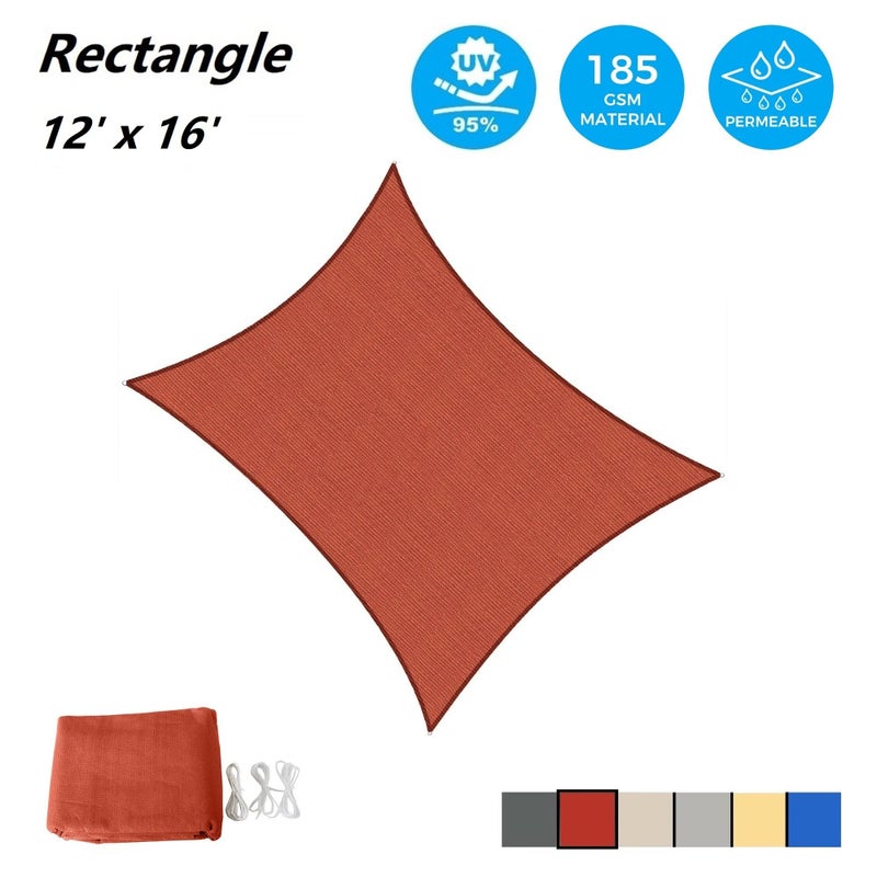 AsterOutdoor Sun Shade Sail Rectangle 12' x 16' UV Block Canopy for Patio Backyard Lawn Garden Outdoor Activities, Terra - Image 2
